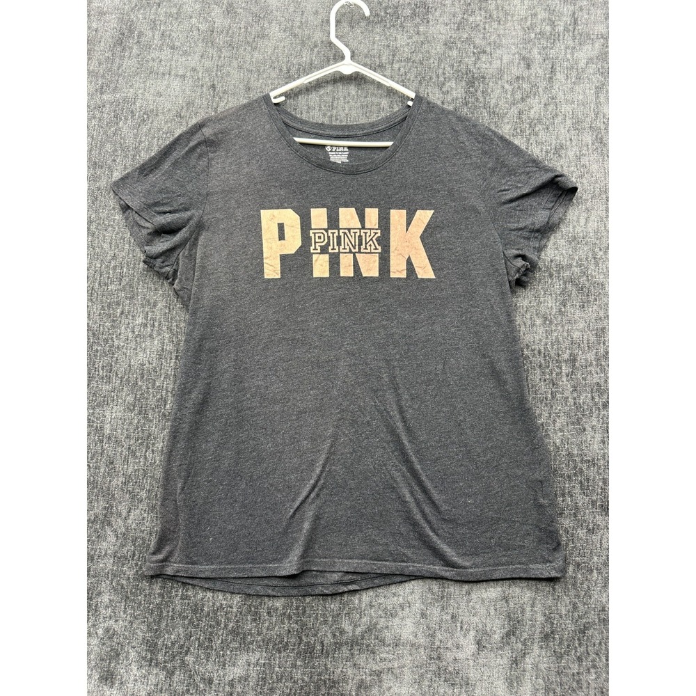 Pink‎ Kinder To The Planet T Shirt Womens 2XL Heather Gray Graphic Print Casual